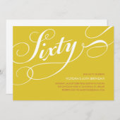Geel goud Elegant 60e verjaardag Uitnodigingen (Voorkant / Achterkant)