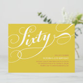 Geel goud Elegant 60e verjaardag Uitnodigingen (Staand voorkant)