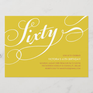 Geel goud Elegant 60e verjaardag Uitnodigingen