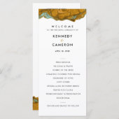 Geel goud- en Aqua Marble Wedding Program Programmakaart (Voorkant / Achterkant)