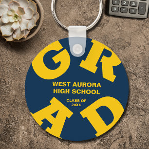 Geel Goud en Blauw Afstuderen Sleutelhanger