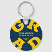 Geel Goud en Blauw Afstuderen Sleutelhanger (Voorkant)