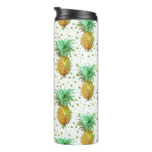Geel goud en groen anananaspatroon. thermosbeker (Geroteerd rechts)