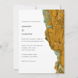Geel goud en minimalistisch marmer huwelijk kaart