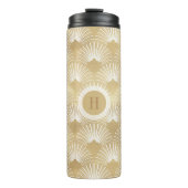 Geel goud en wit art-deco patroon. thermosbeker (Voorkant)