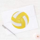 Geel, Goud en Wit Volleybal Ronde Sticker (Envelop)