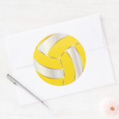 Geel, Goud en Wit Volleybal Ronde Sticker (Envelop)