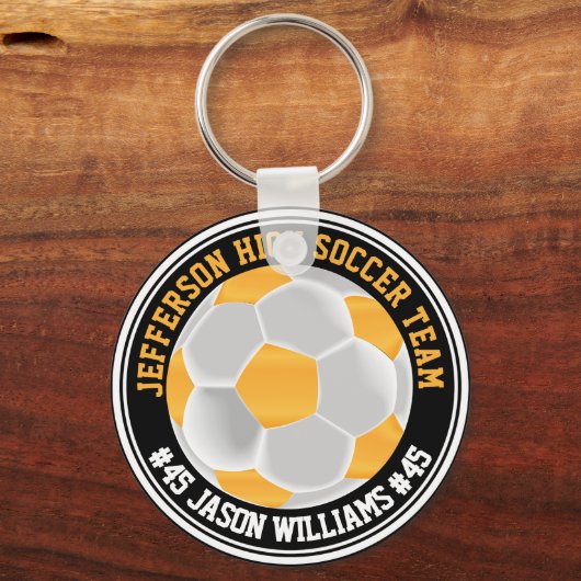 Geel goud en witte ⚽ Sleutelhanger (Voorkant)