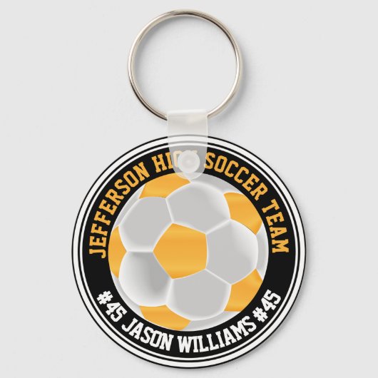 Geel goud en witte ⚽ Sleutelhanger (Achterkant)