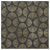 Geel goud en zwart art Deco Fan Pattern Stof (Swatch)