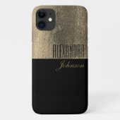 Geel Goud en Zwart Eenvoudige Naam Case-Mate iPhone Case (Achterkant)