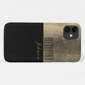 Geel Goud en Zwart Eenvoudige Naam Case-Mate iPhone Case (Achterkant (horizontaal))