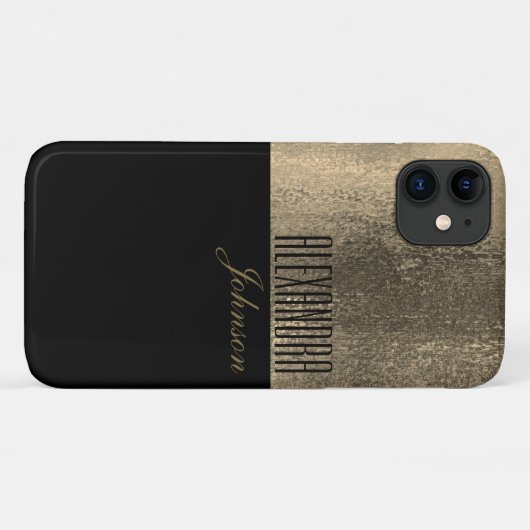 Geel Goud en Zwart Eenvoudige Naam Case-Mate iPhone Case (Achterkant (horizontaal))