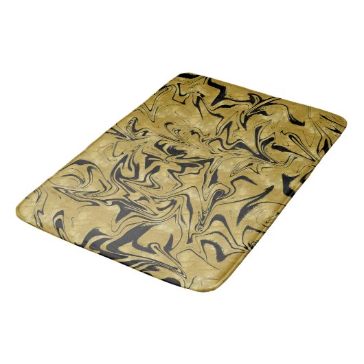 Geel goud en zwart Elegant Glam Marble Swirl Badmat (Gekanteld)