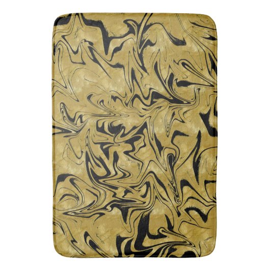 Geel goud en zwart Elegant Glam Marble Swirl Badmat (Voorkant Verticaal)