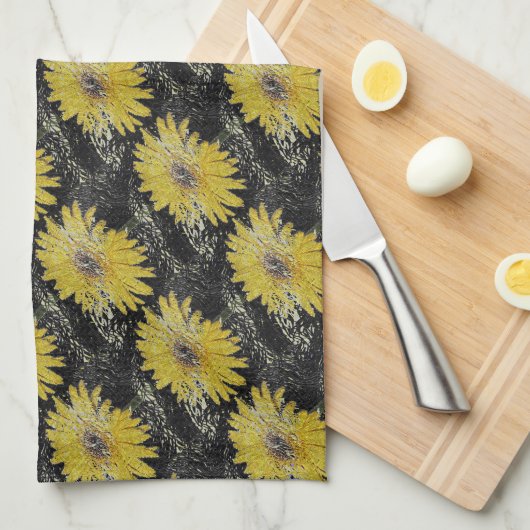 Geel, goud en zwart, keukenhanddoek van Gerber Dai (Quarter Fold)