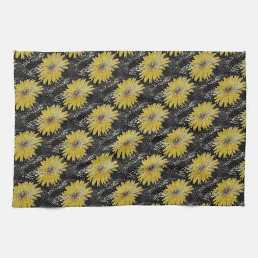 Geel, goud en zwart, keukenhanddoek van Gerber Dai (Horizontaal)