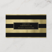 Geel goud en zwarte Stripes Chic Modern Glam Visitekaartje (Achterkant)