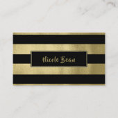 Geel goud en zwarte Stripes Chic Modern Glam Visitekaartje (Voorkant)