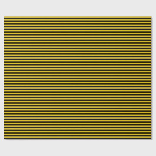 Geel goud en zwarte strips cadeaupapier (Vlak)