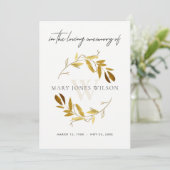 GEEL GOUD FAUNA SYMPATHY MEMORIAL SERVICE INVITE BEDANKKAART (Staand voorkant)