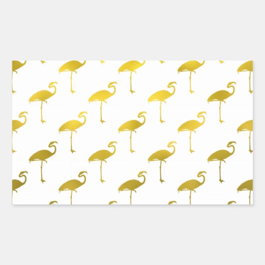 Geel goud Flamingo Faux Metallic Foil Tropical Rechthoekige Sticker (Voorkant)