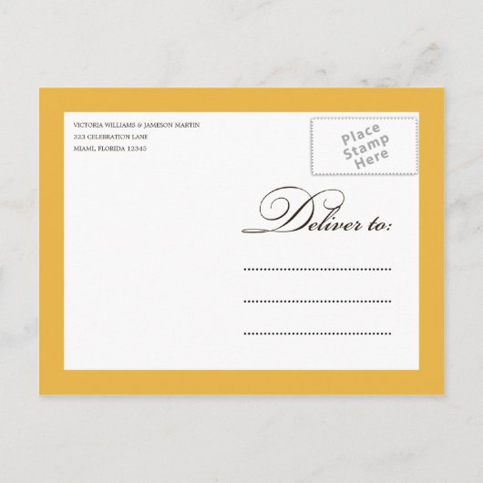 GEEL GOUD FLATWARE | REPETITIEDINER UITNODIGEN UITNODIGING BRIEFKAART (Achterkant)