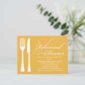 GEEL GOUD FLATWARE | REPETITIEDINER UITNODIGEN UITNODIGING BRIEFKAART (Staand voorkant)