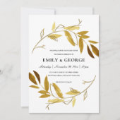 GEEL GOUD FOLIAGE WATERVERF WASWREATWEDDING KAART (Voorkant)