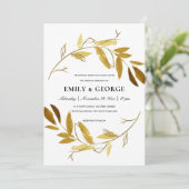 GEEL GOUD FOLIAGE WATERVERF WASWREATWEDDING KAART (Staand voorkant)