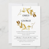 GEEL GOUD FOLIAGE WATERVERF WASWREATWEDDING KAART (Voorkant)