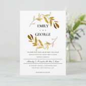 GEEL GOUD FOLIAGE WATERVERF WASWREATWEDDING KAART (Staand voorkant)