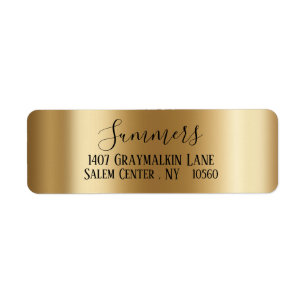 geel goud Geborsteld Metaal Script  Adres Etiket