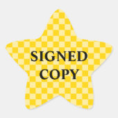 Geel Goud Geruit Ondertekend Kopie Ster Sticker (Voorkant)