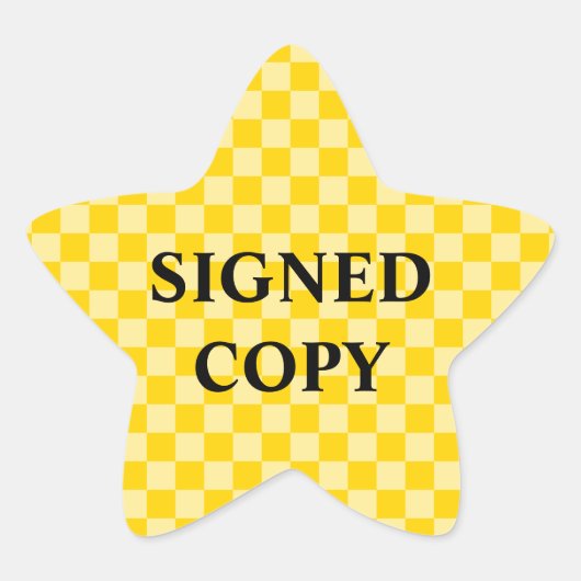 Geel Goud Geruit Ondertekend Kopie Ster Sticker (Voorkant)