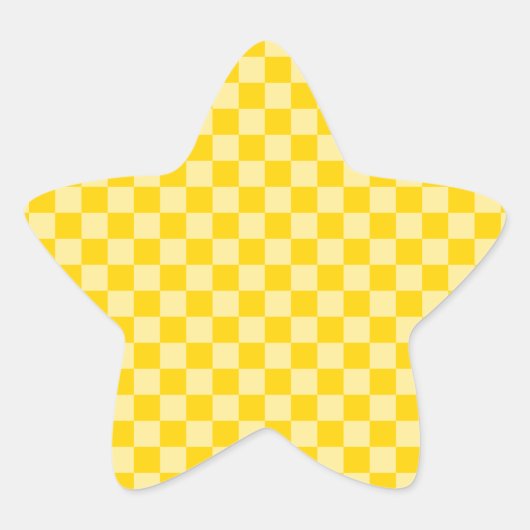 Geel Goud Geruit Ster Sticker (Voorkant)