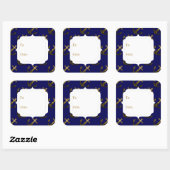 Geel Goud glinstert Anker | Navy blauwe Cadeaubijs Vierkante Sticker (Vel)
