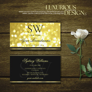 Geel goud Glitter Black Monogram Golden Decor Visitekaartje