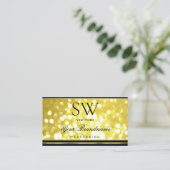 Geel goud Glitter Black Monogram Golden Decor Visitekaartje (Staand voorkant)