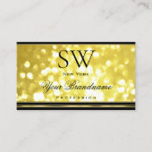 Geel goud Glitter Black Monogram Golden Decor Visitekaartje (Voorkant)