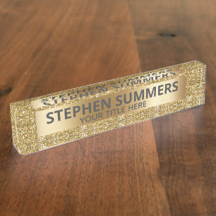 Geel Goud Glitter Glans Glam Douaneexemplaar Naambordje