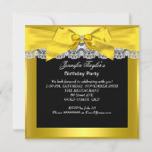 Geel goud Glitter High Hiel Shoe Birthday Party Kaart (Achterkant)