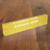 Geel goud Glitter Sparkle Monogram Naam Classy Naambordje (Zijkant)
