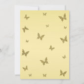 Geel & Goud Glitter Vlinder Sweet 16 Feest Kaart (Achterkant)