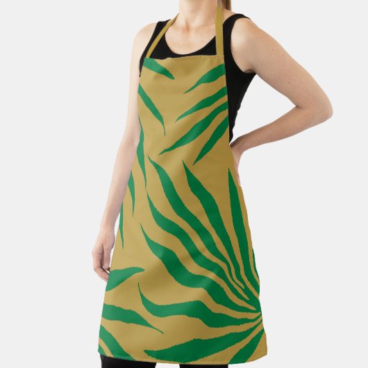 geel goud Groen Leaf Tribal Afrika Schort (Insitu)