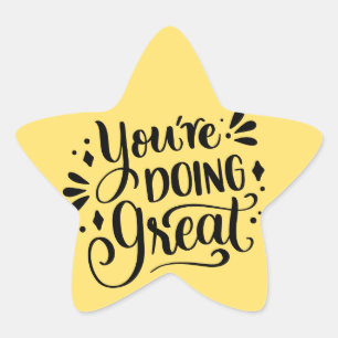 Geel Goud Je doet het geweldig Student Beloning Ster Sticker