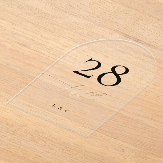 Geel Goud Kalligrafie Acryl Boog Tafelnummer (Laagn)