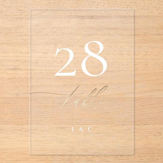 Geel Goud Kalligrafie Acryl Boog Tafelnummers (Voorkant)