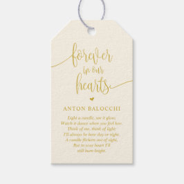 Geel goud, Memorial Candle, Funeral Service Label Cadeaulabel