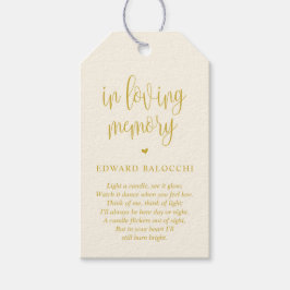 Geel goud, Memorial Candle, Funeral Service Label Cadeaulabel